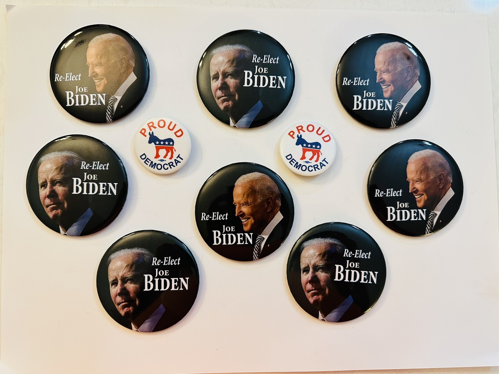 Set Of 10 Re-elect Joe Biden For President 2024 Safety Pin Back Buttons