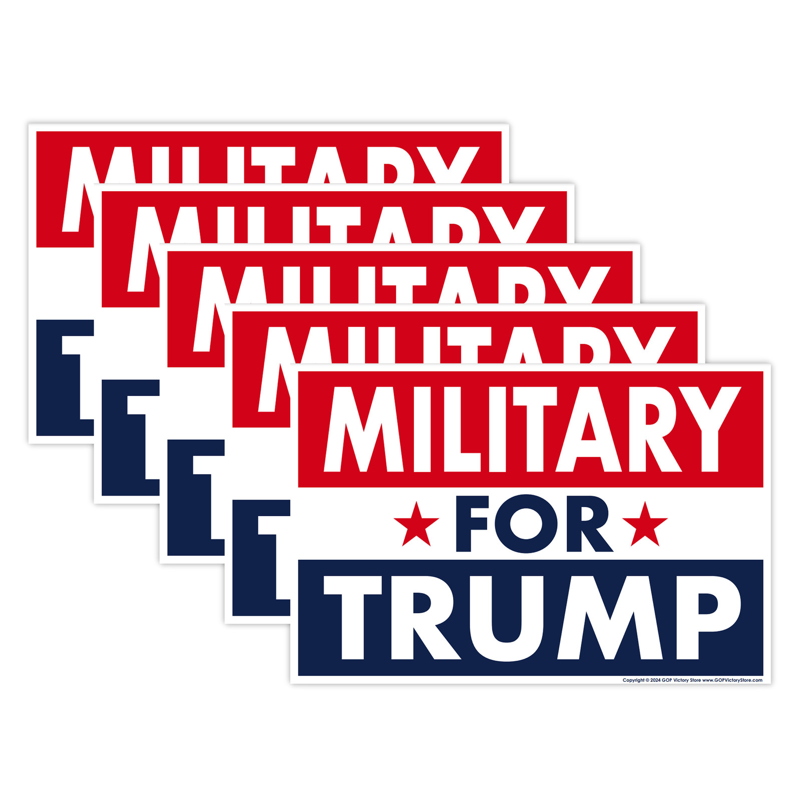(5-Pack) Donald Trump 2024 Yard Sign Military For Trump 18″ x 12″ Metal H-Stakes