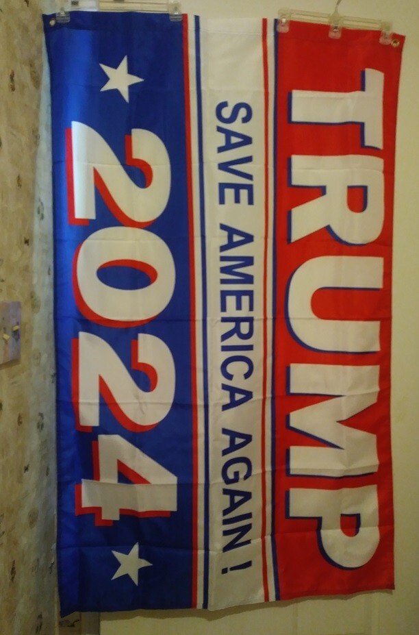 Trump 2024 Save America Again Red White Blue MAGA Conservative Flag USA