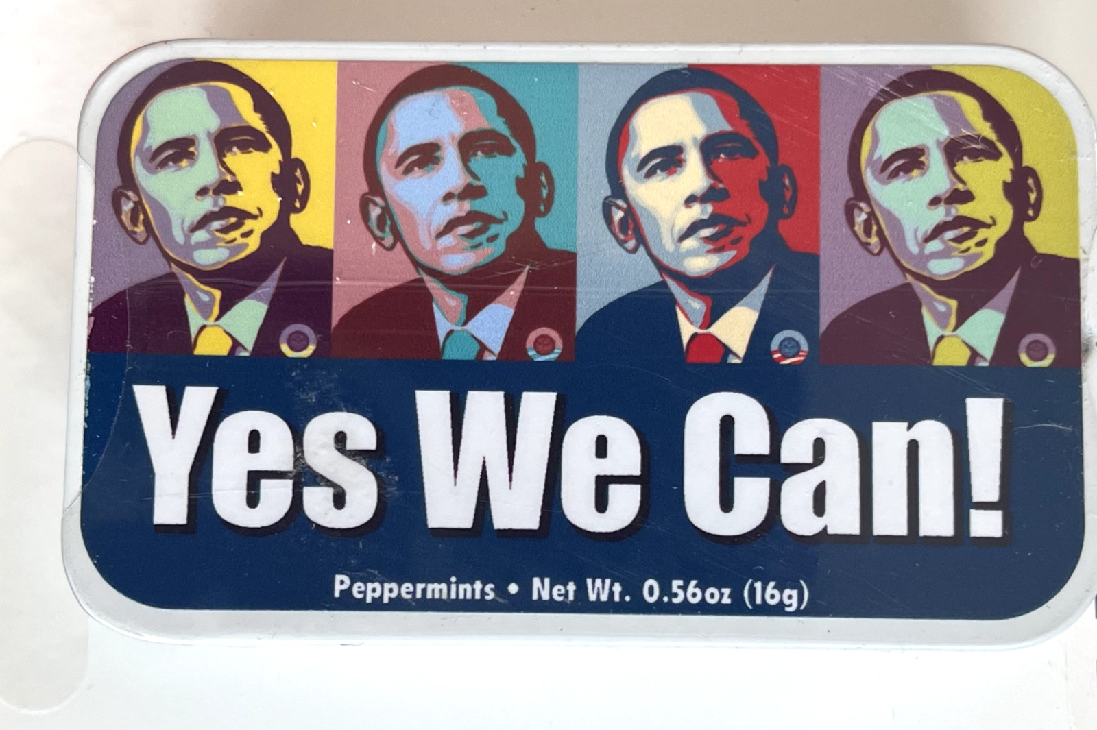 Vintage 2008 YES WE CAN! Barack Obama MINTS Tin 2.75” peppermint; sealed