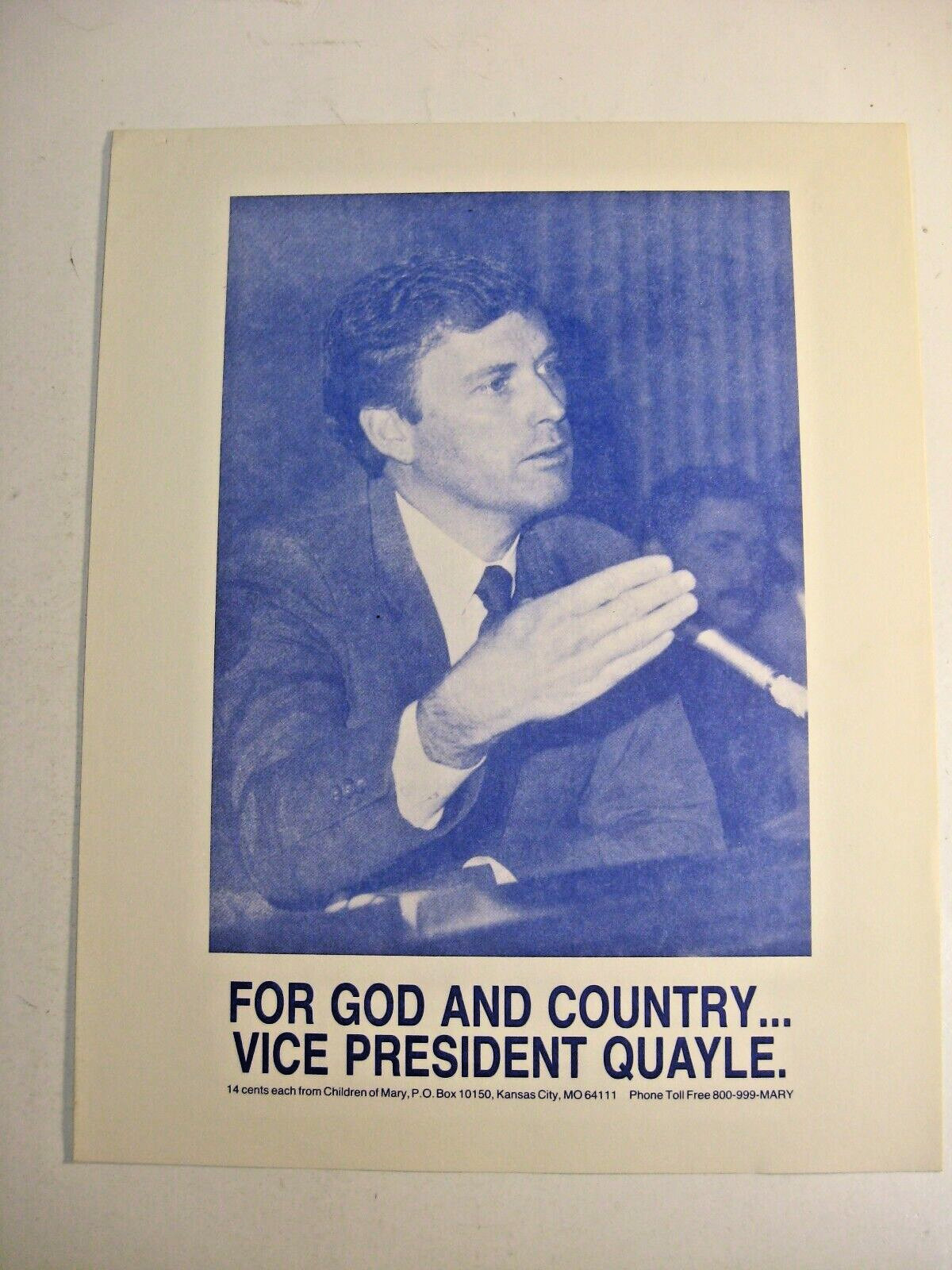 Campaign Poster Vice President Dan Quayle 1989-1993