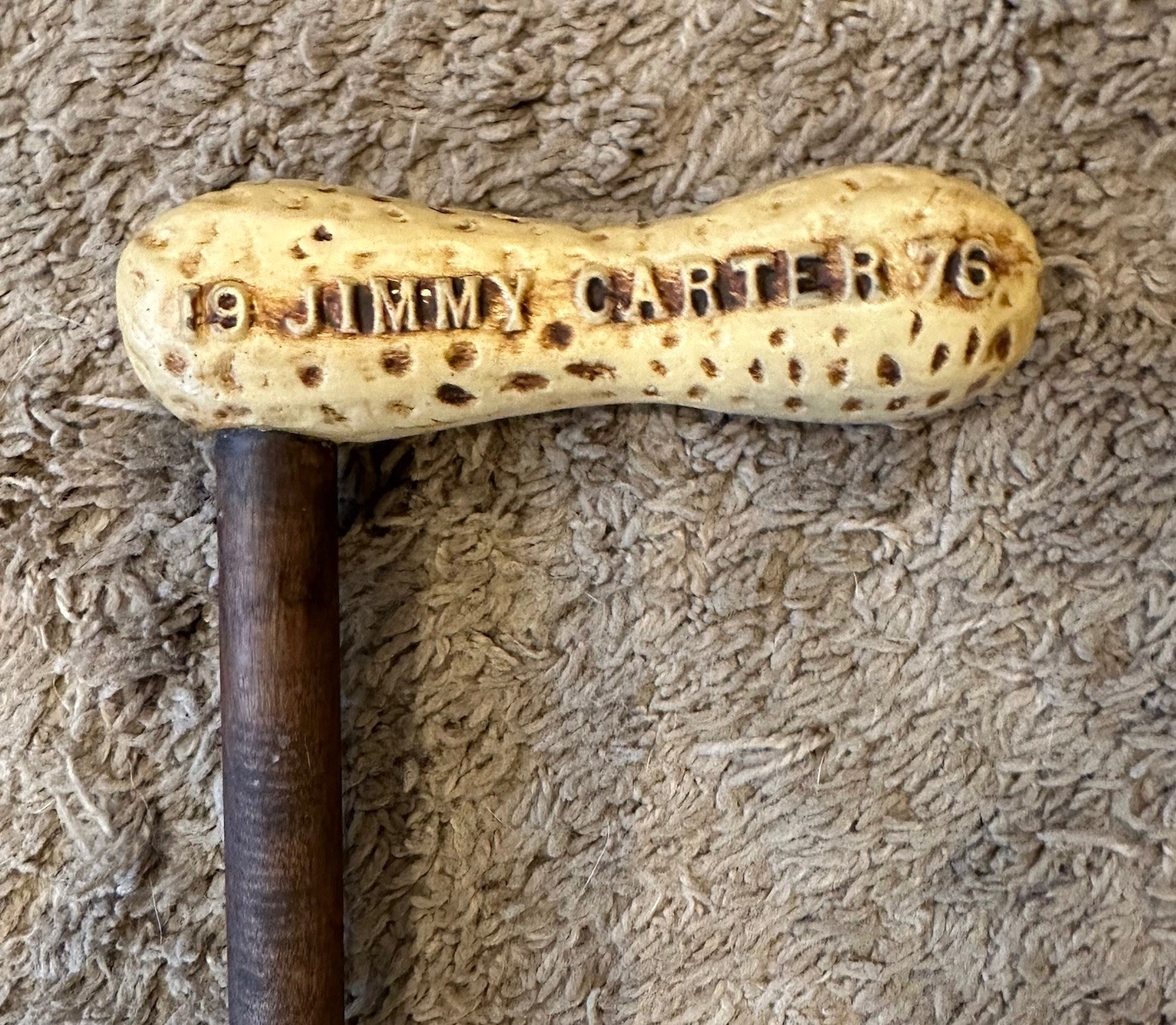 Jimmy Carter for President Vintage 1976 Walking Cane with Peanut Handle