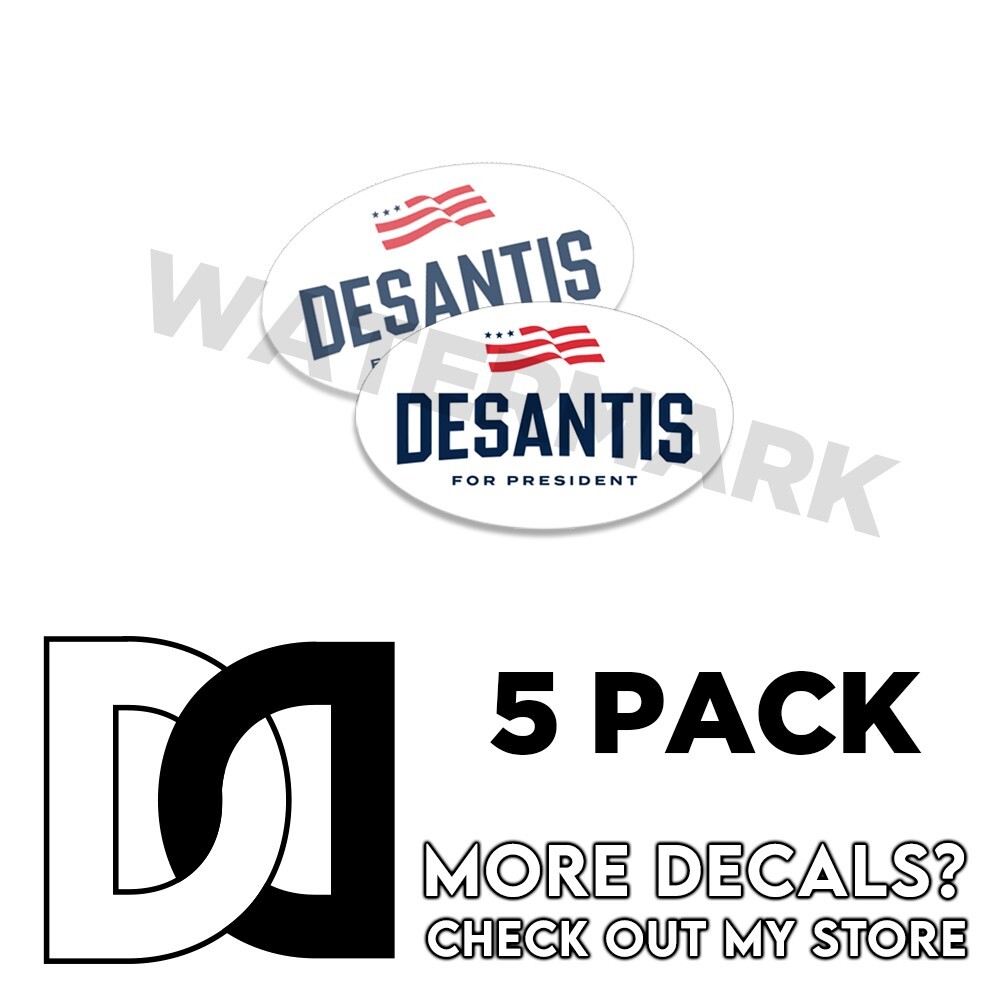 DeSantis For President OVAL Stickers White Decals – PRO America 5×3 2 Pack