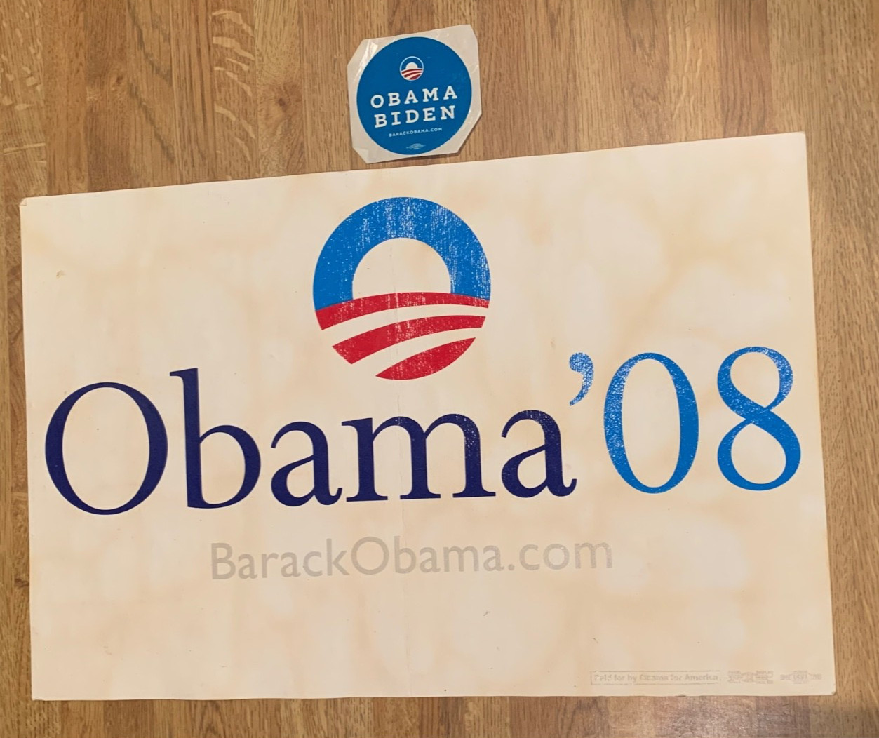 Obama US President OFFICIAL 2008 Campaign Placard Rally Sign 11×17 White 2 sided