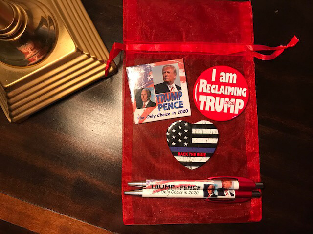 2020 TRUMP Election Buttons, Back the Blue Buttons, and Trump/Pence Ink Pens