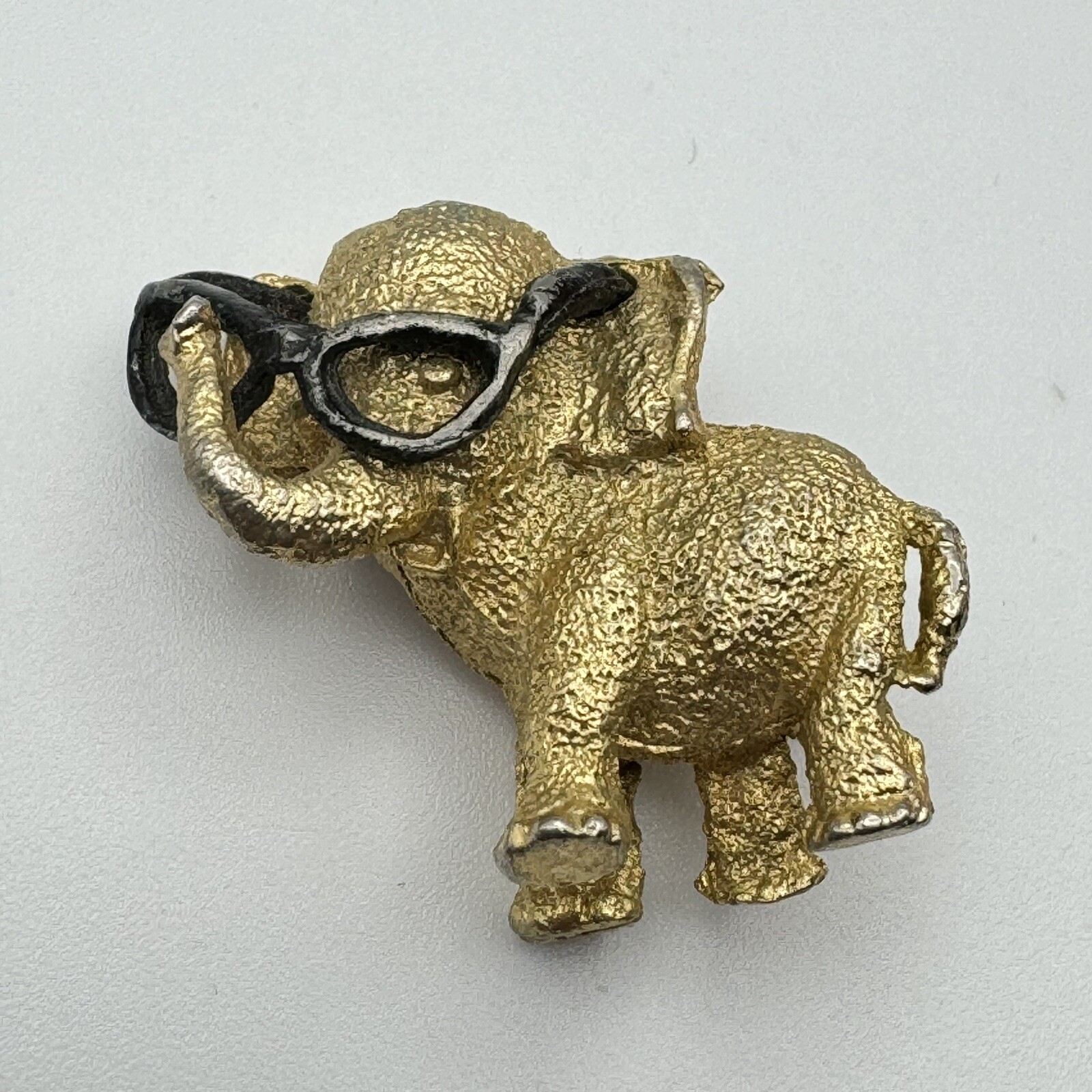 1964 Barry Goldwater Elephant With Glasses Gold Tone Lapel Pin Brooch