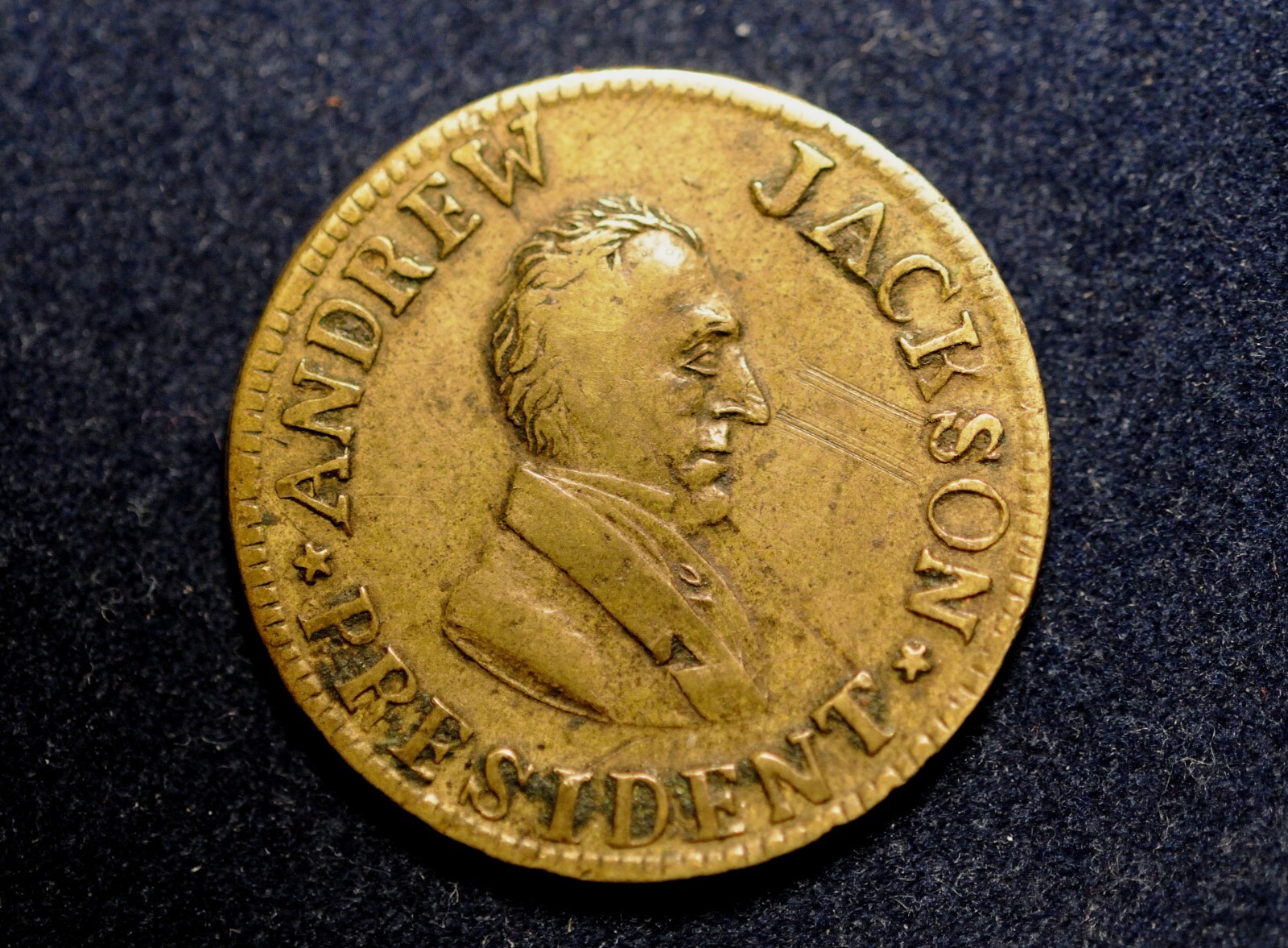 1834 Andrew Jackson Presidential Campaign Medal Hard Times Token