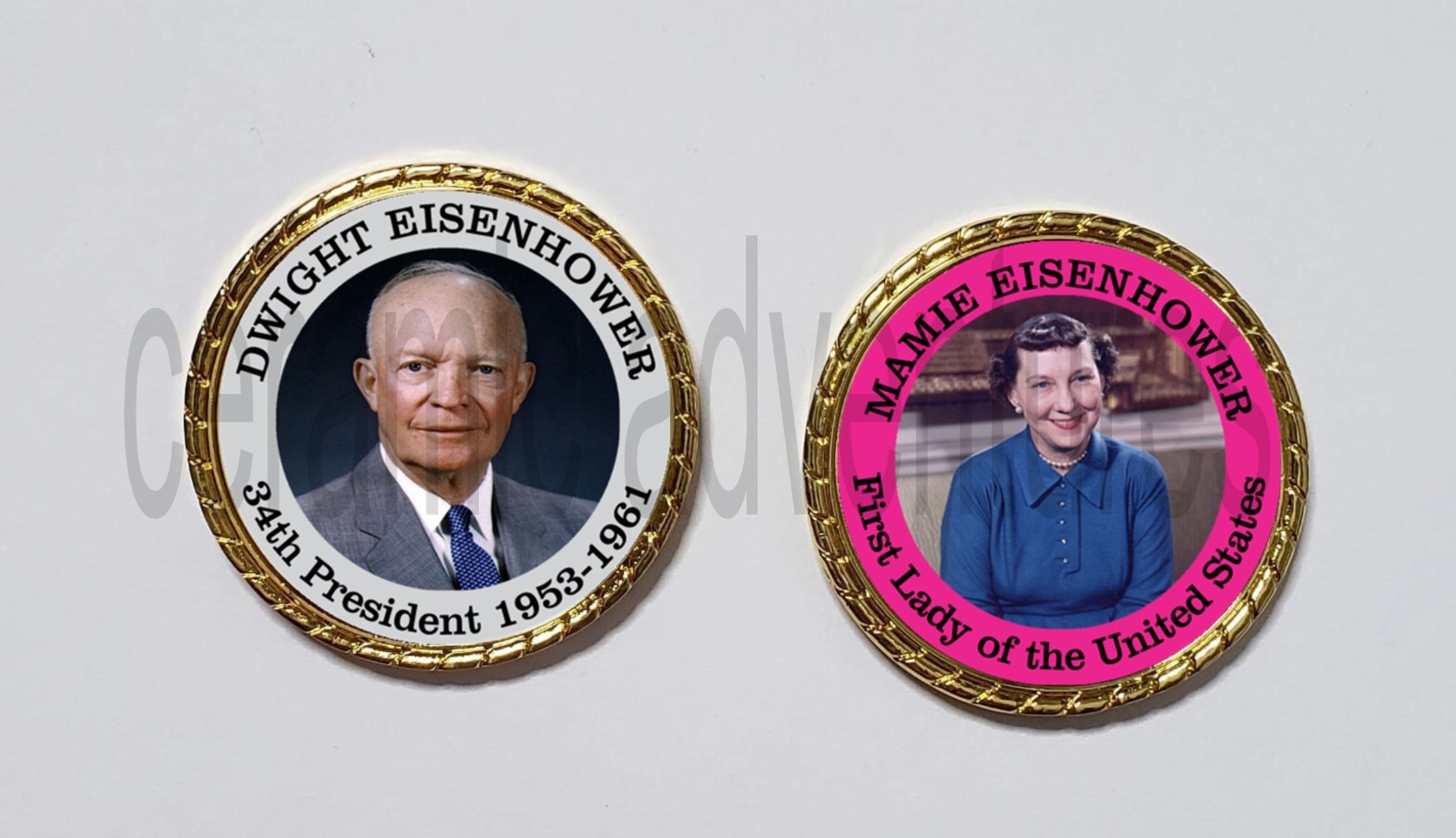 34th President Dwight D Eisenhower & First Lady Mamie Eisenhower Novelty Coin