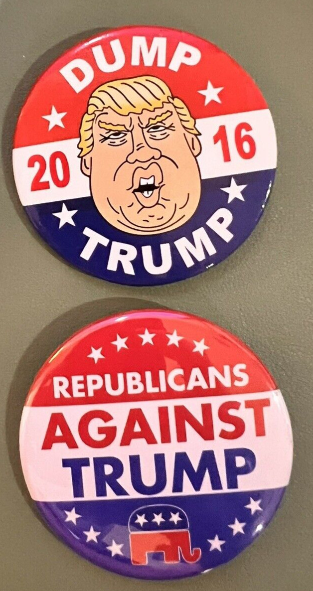 Lot of 2 – Anti -Donald Trump Political Campaign Pins Buttons Democrat