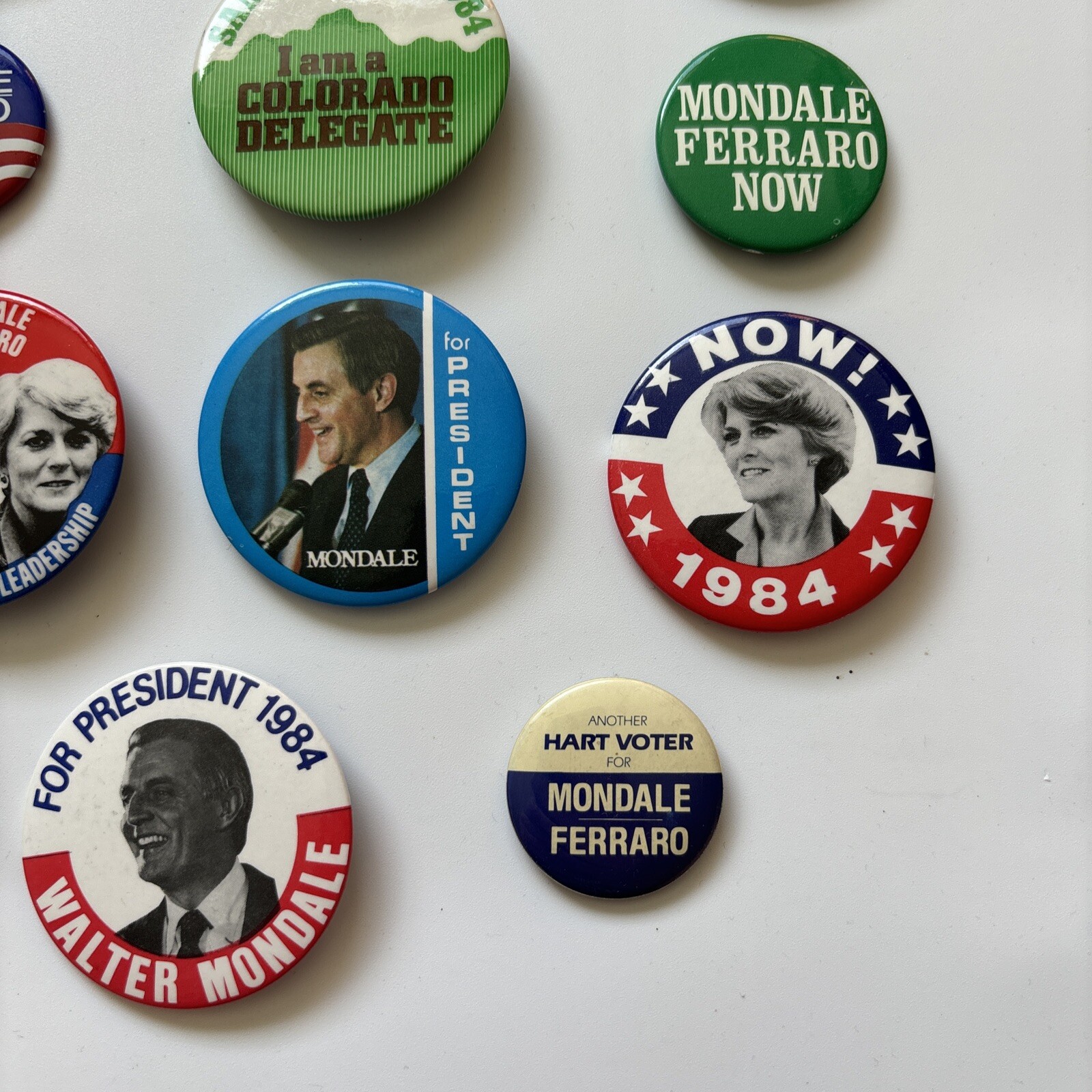 14 Different 1984 Walter Mondale & Geraldine Ferraro Campaign Buttons Dealer Lot