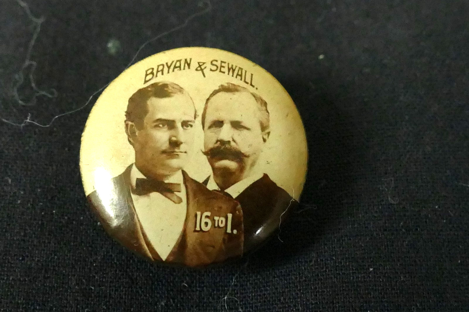 1896 William J. Bryan & Sewall 16 To 1 Jugate Campaign Button Stud Pin 3/4″