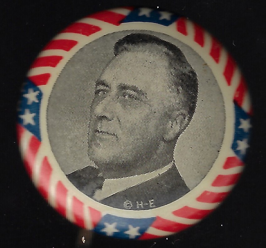 1932 Franklin Roosevelt Presidential Campaign Portrait Button 1.25″ Patriotic Ed
