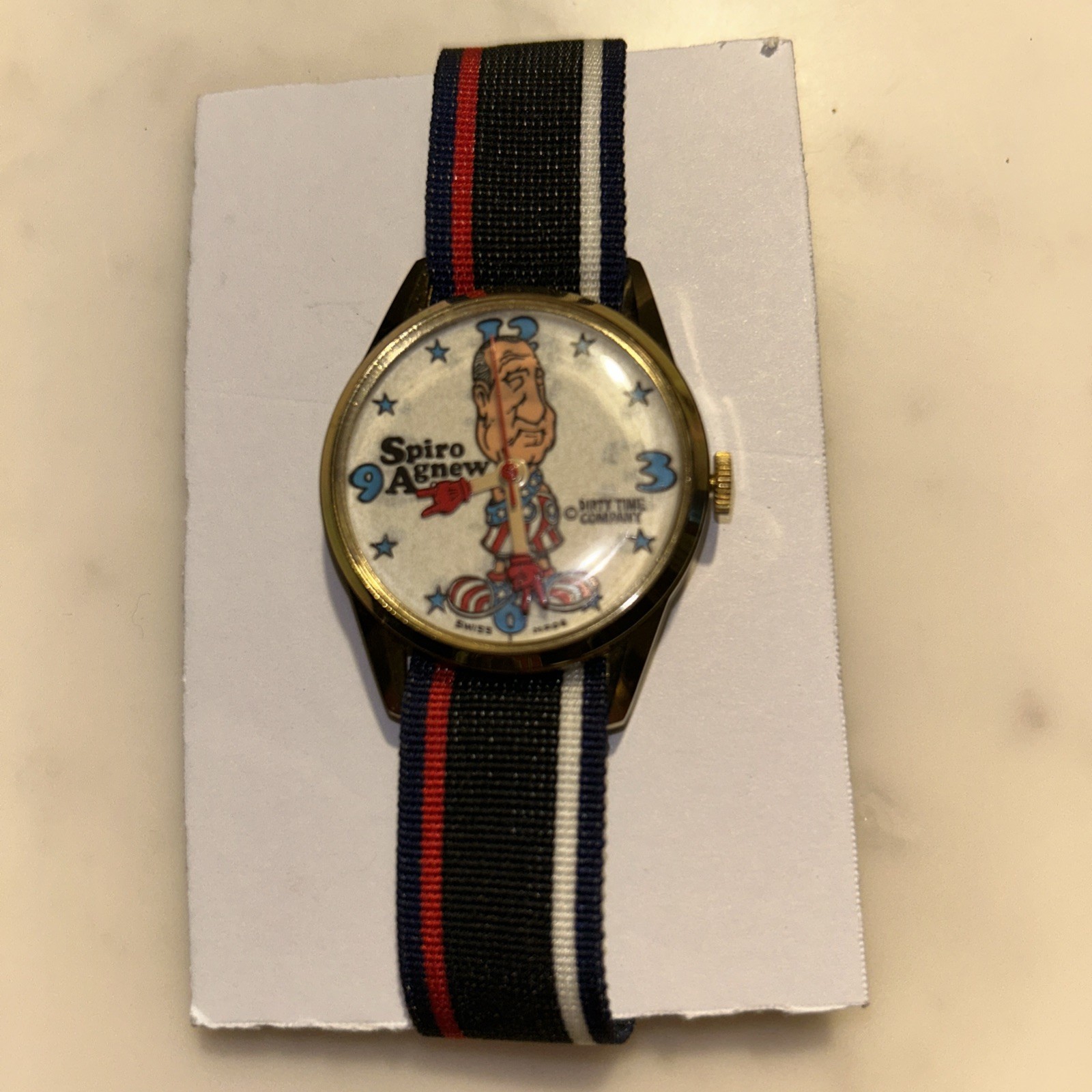 Vtg ORIGINAL Spiro Agnew Dirty Time Co Watch NEW Old Stock Wind Up READ