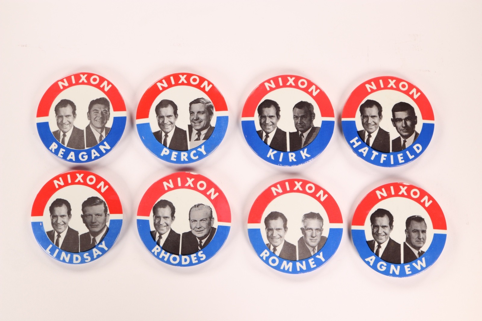 8 – 1968 Richard Nixon Jugate Hopefuls Presidential Campaign Pinback Buttons