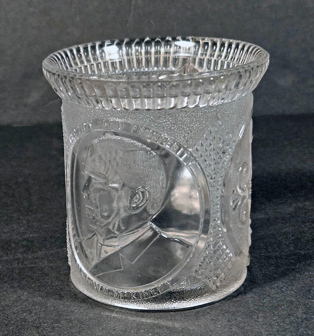 EAPG William McKinley Glass Mug 1896 Westmoreland Antique Political Collectable