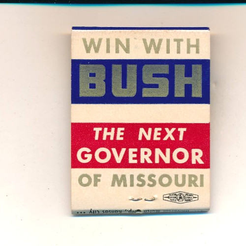 1964 Hillary Bush for governor Missouri MO complete match book