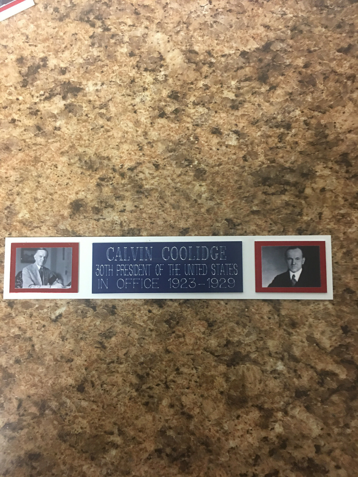 CALVIN COOLIDGE (PRESIDENT) NAMEPLATE FOR PHOTO DISPLAY/ ANY MEMORABILIA DISPLAY