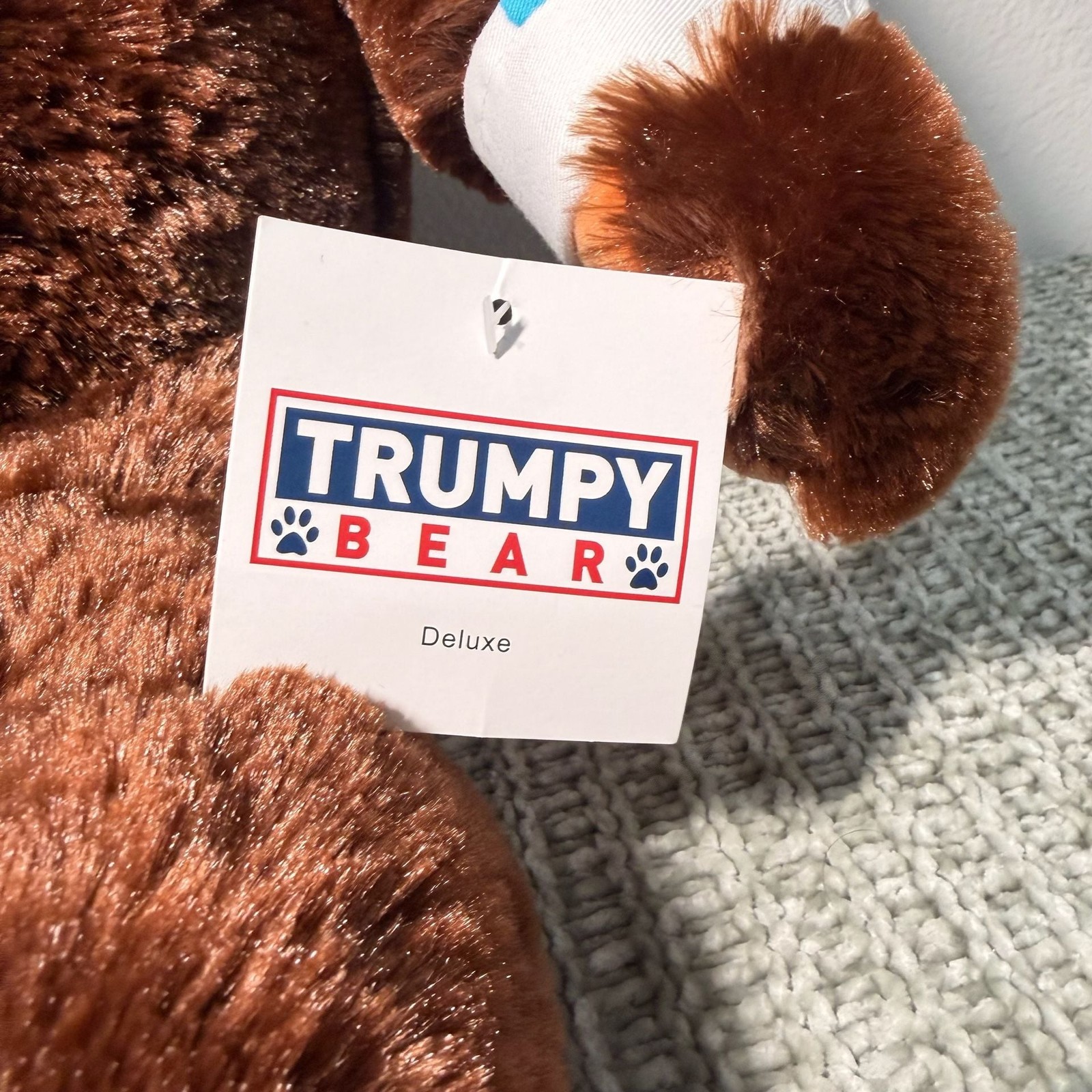Trumpy Bear Deluxe Plush Teddy Bear with Hidden American Flag Blanket