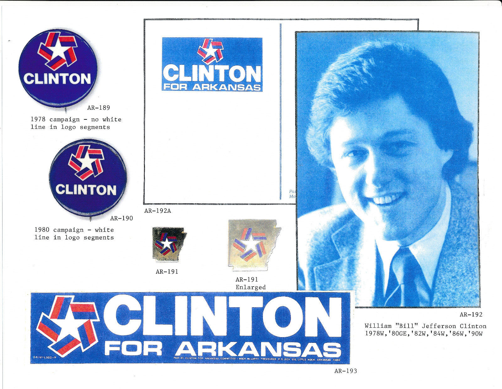 All color 226 page book Political Campaign Items Arkansas & Oklahoma