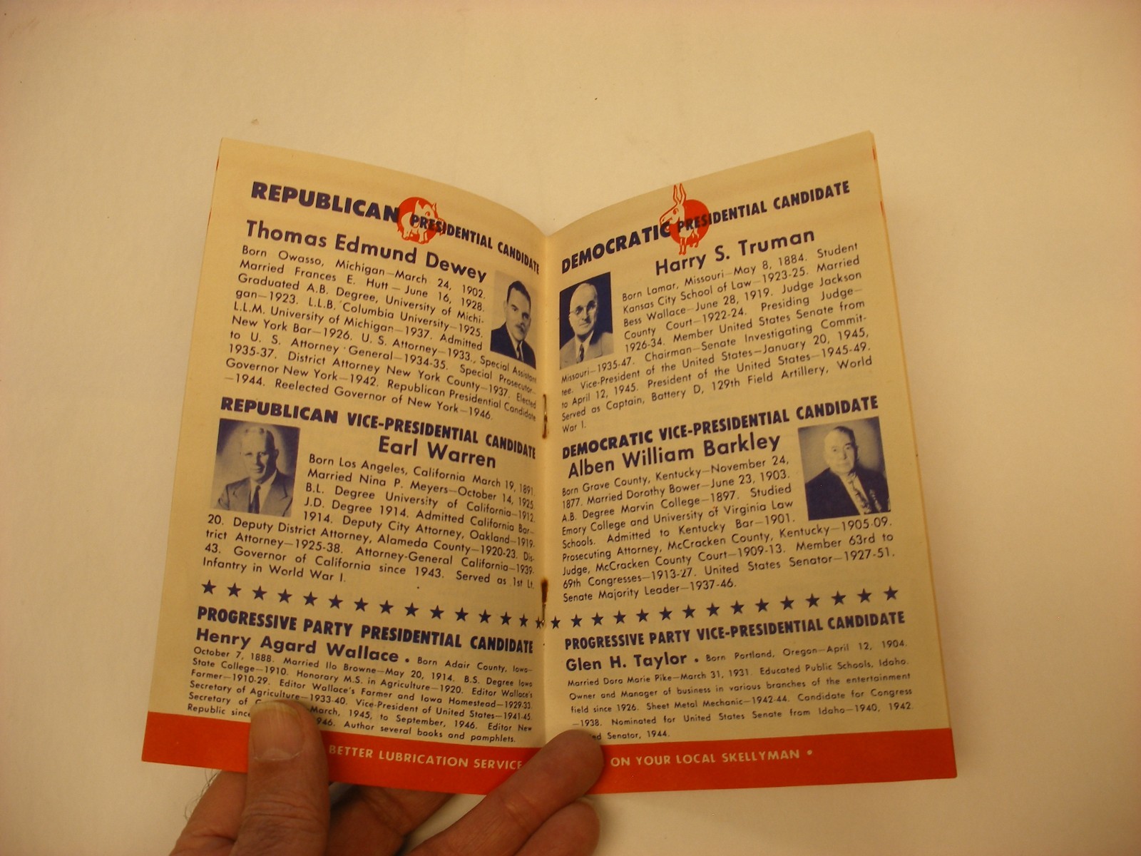 Vintage 1948 Presidential Election Book Skelly Gas President Truman