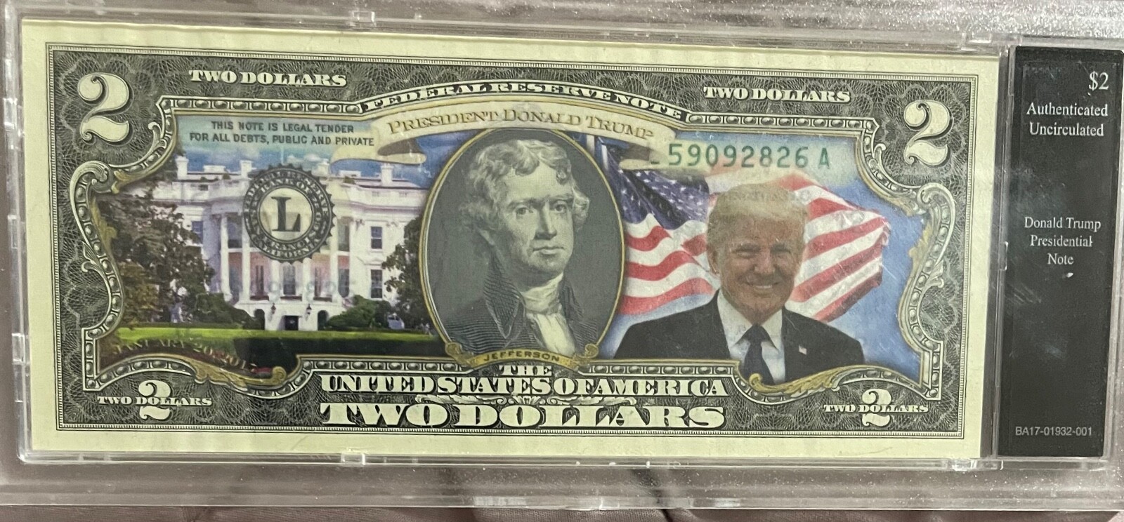 Rare Donald Trump Presidential Note $2 Bill Authenticated Uncirculated