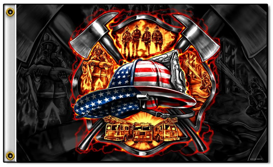 USA – American Patriotic Firefighter 3’x5′ Indoor Outdoor Yard Flag