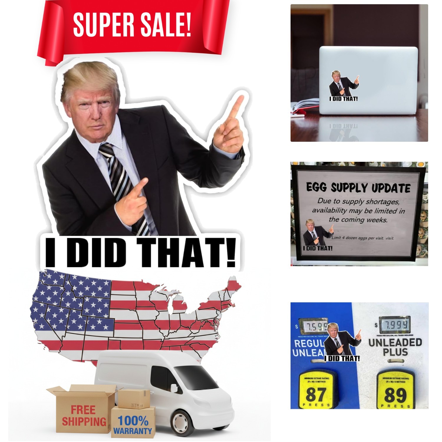 Funny Trump ‘I Did That’ Stickers – 100PCS Vinyl, Waterproof & Fade Proof