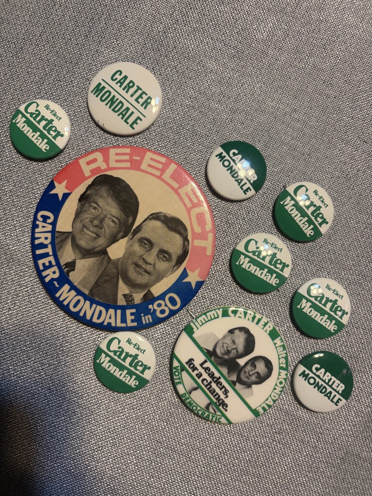 Jimmy Carter/Mondale Presidential Campaign Buttons/Pins Vintage 76/80