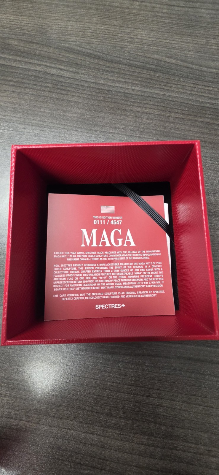 2 oz .999 Silver Trump Maga Hat Sculpture Br Spectre