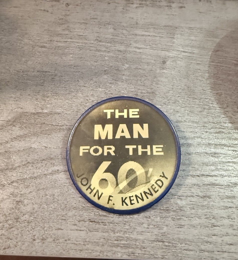 Vintage Original 1960 JFK John F Kennedy Man for the 60’s 2.5” Campaign Pinback