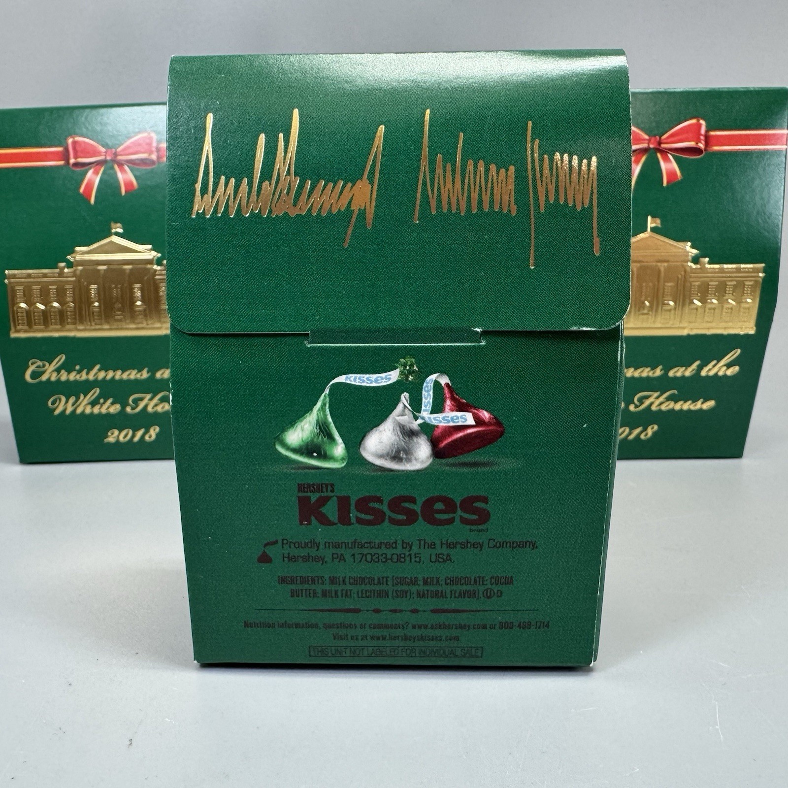 (7) 2018 President DONALD TRUMP Hershey Kiss Christmas White House Candy Box
