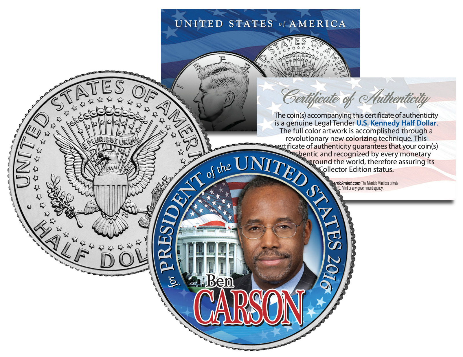 BEN CARSON FOR PRESIDENT 2016 – JFK Half Dollar US Coin Political CAMPAIGN