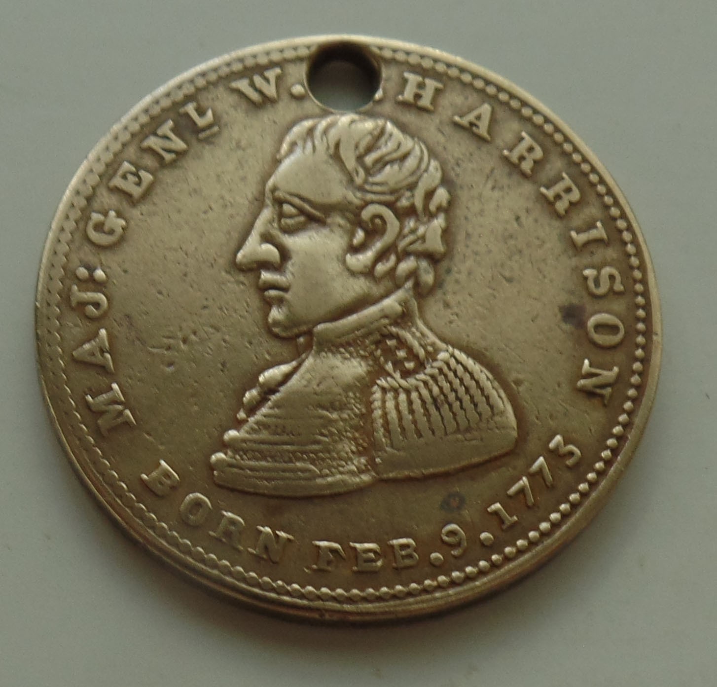 1840 Wm Henry Harrison Whig Party Prez Campaign Medal Token The Peoples Choice