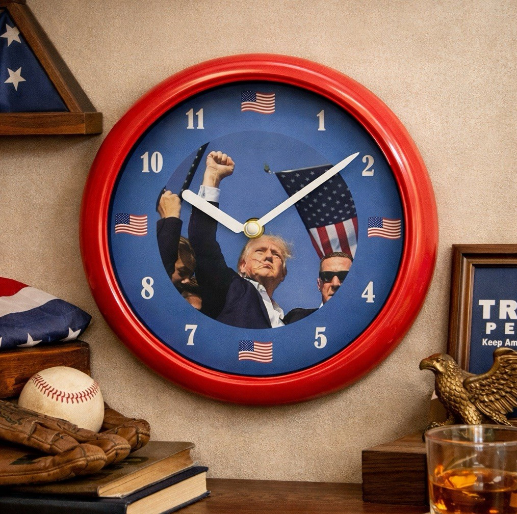 NEW Trump Talking Wall Clock 10″ Speaks Hourly Political Novelty As Seen On TV