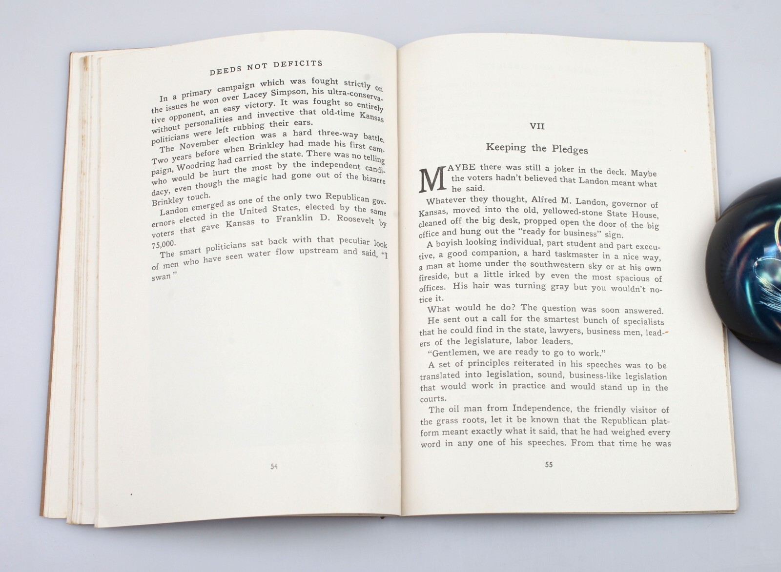 1936 Deeds Not Deficits The Story of Alfred M Landon Presidential Candidate Book