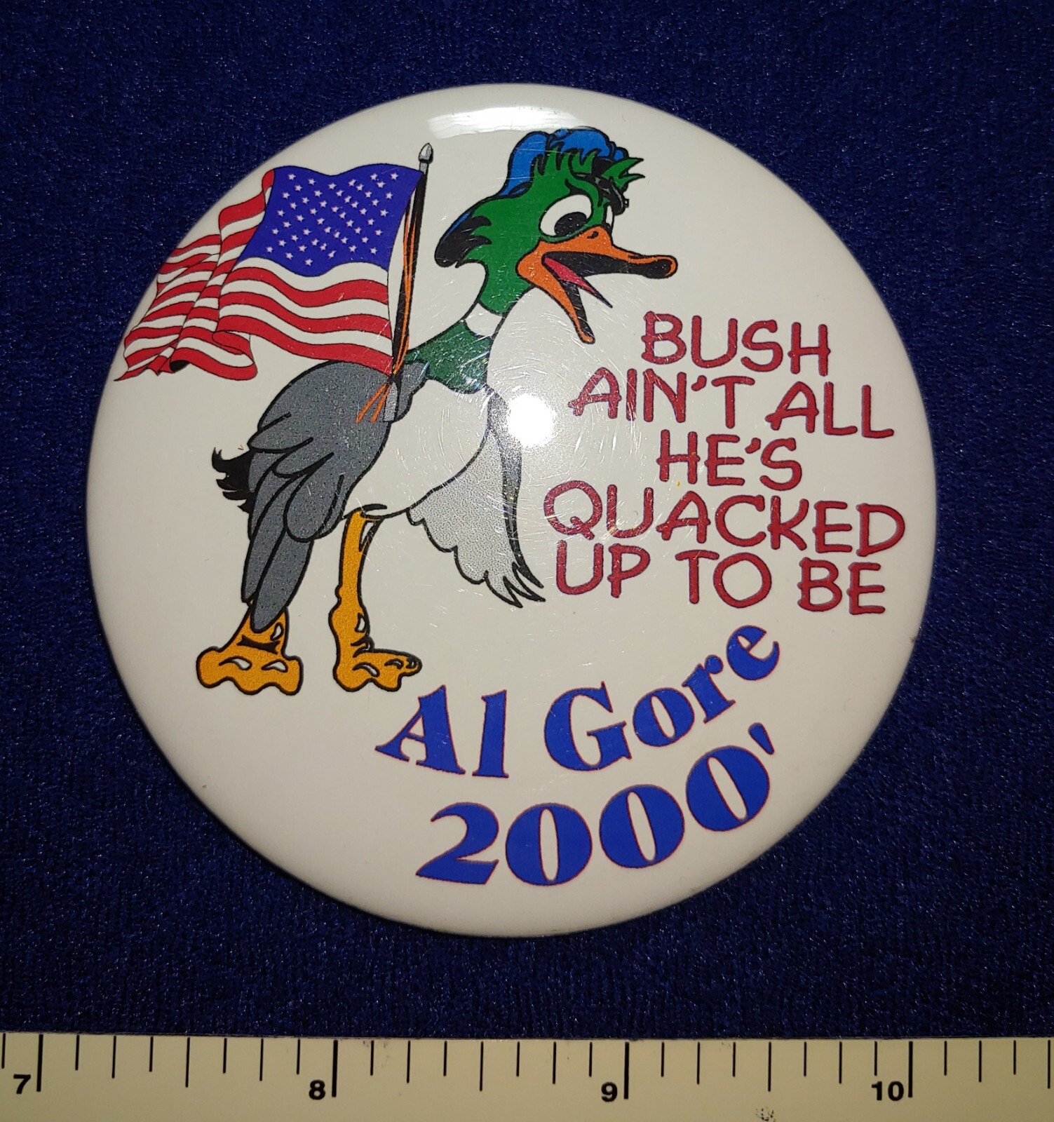 BUSH QUACK GRASSROOTS GORE PRESIDENT CALIFORNIA ARTIST POLITICAL PINBACK BUTTON