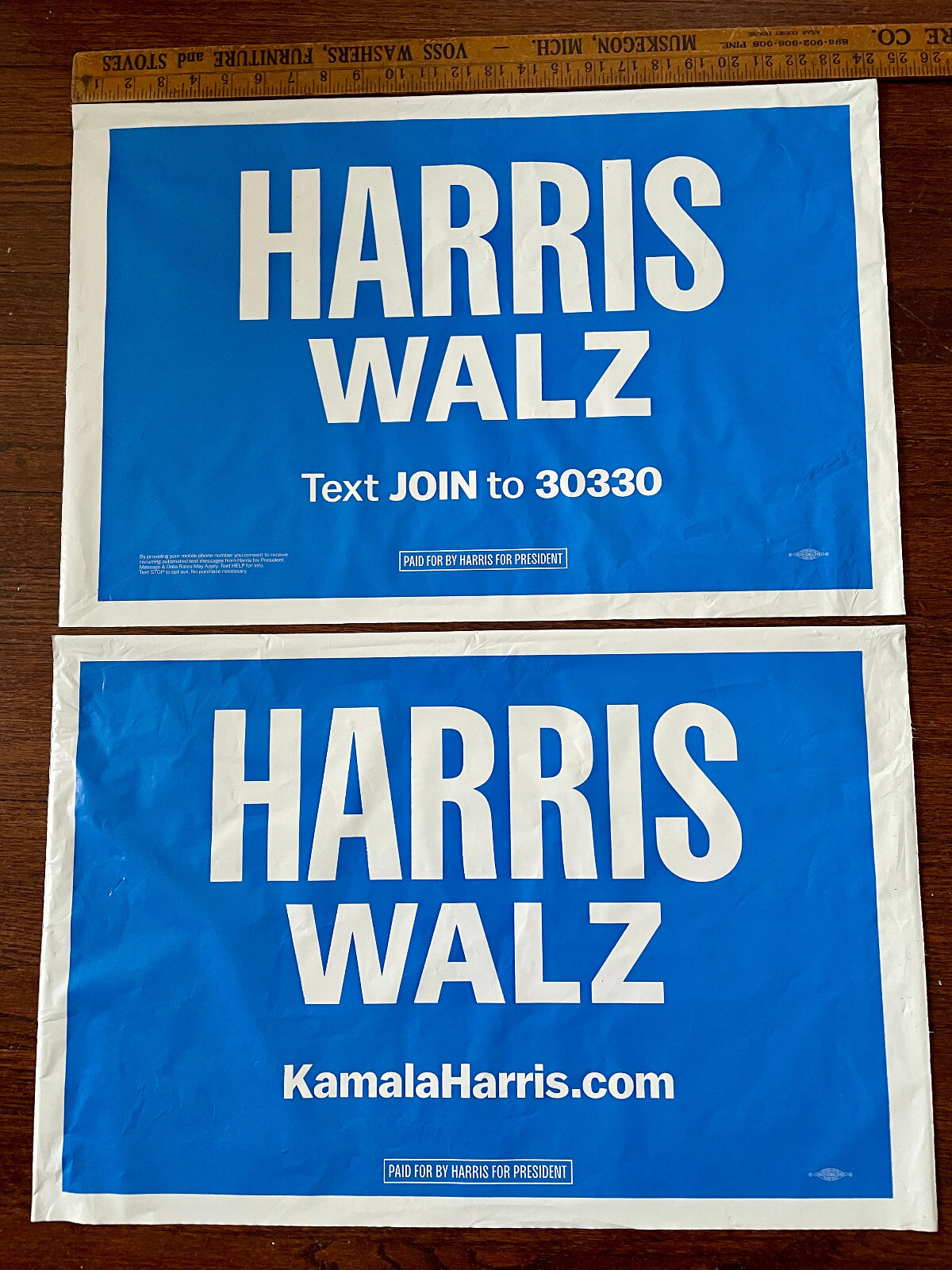 Harris Walz 2024 26″x16″ KamalaHarris.com + Text Join to 30330 Plastic Yard Sign