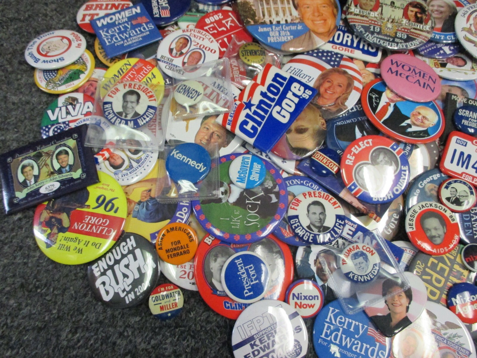 Well Over 100 Different Political Buttons- 1960’s to 2016. Mixed parties.