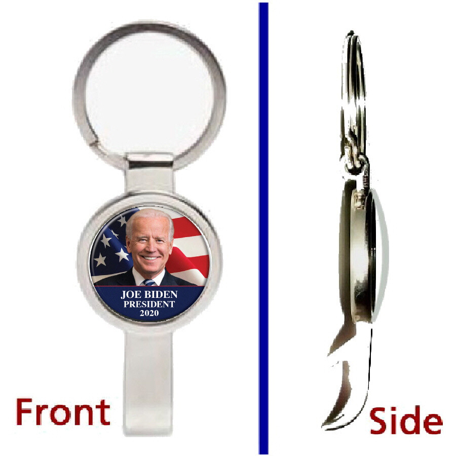 Elect Joe Biden 2020 Pendant or Keychain silver tone secret bottle opener