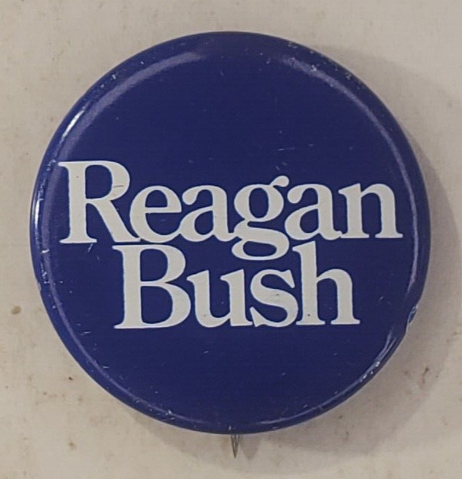 Vintage 1984 Reagan Bush Presidential Campaign Blue Metal Pinback Button