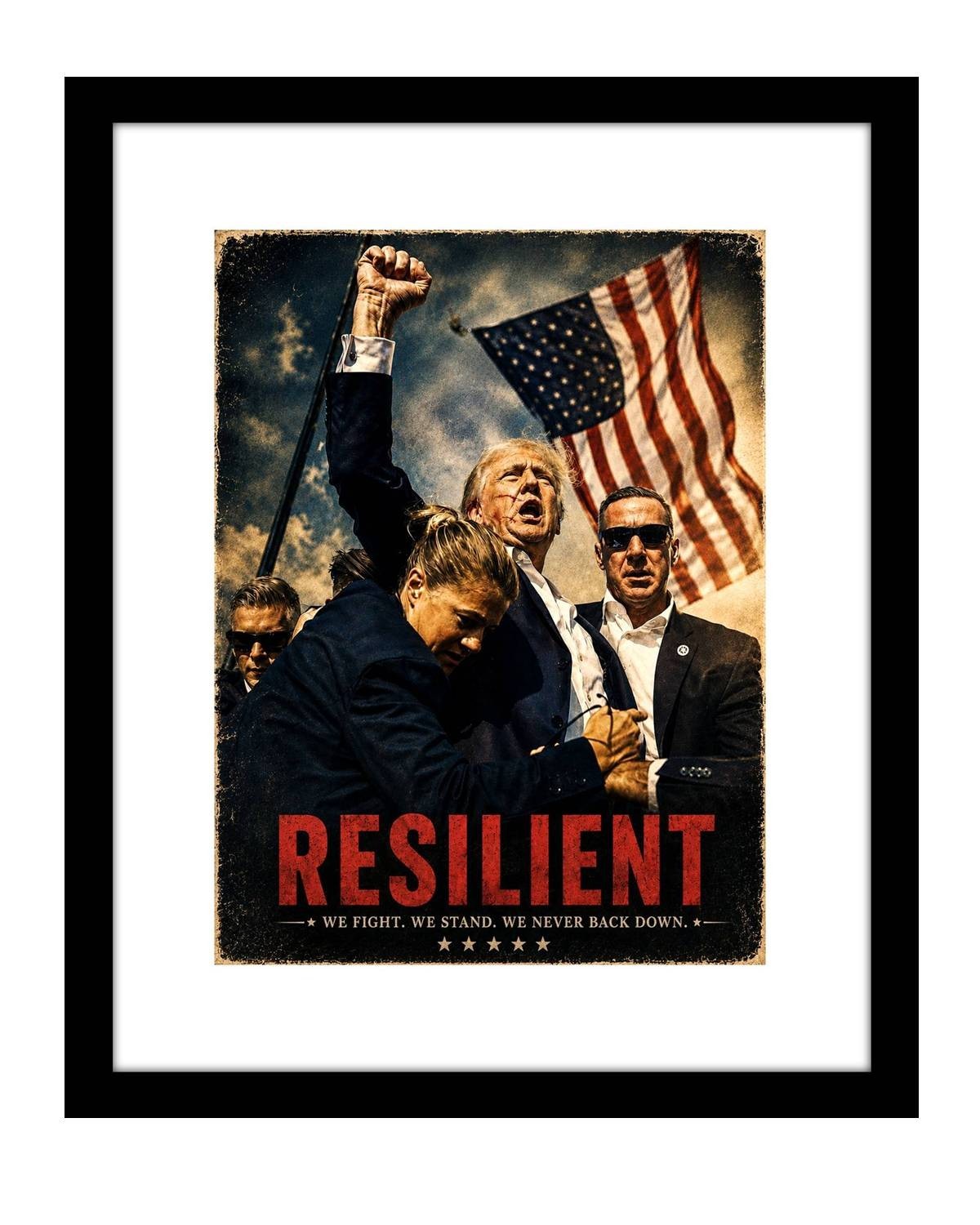 Donald Trump RESILIENT Patriotic Motivational Art Print | 8×10 vintage art decor