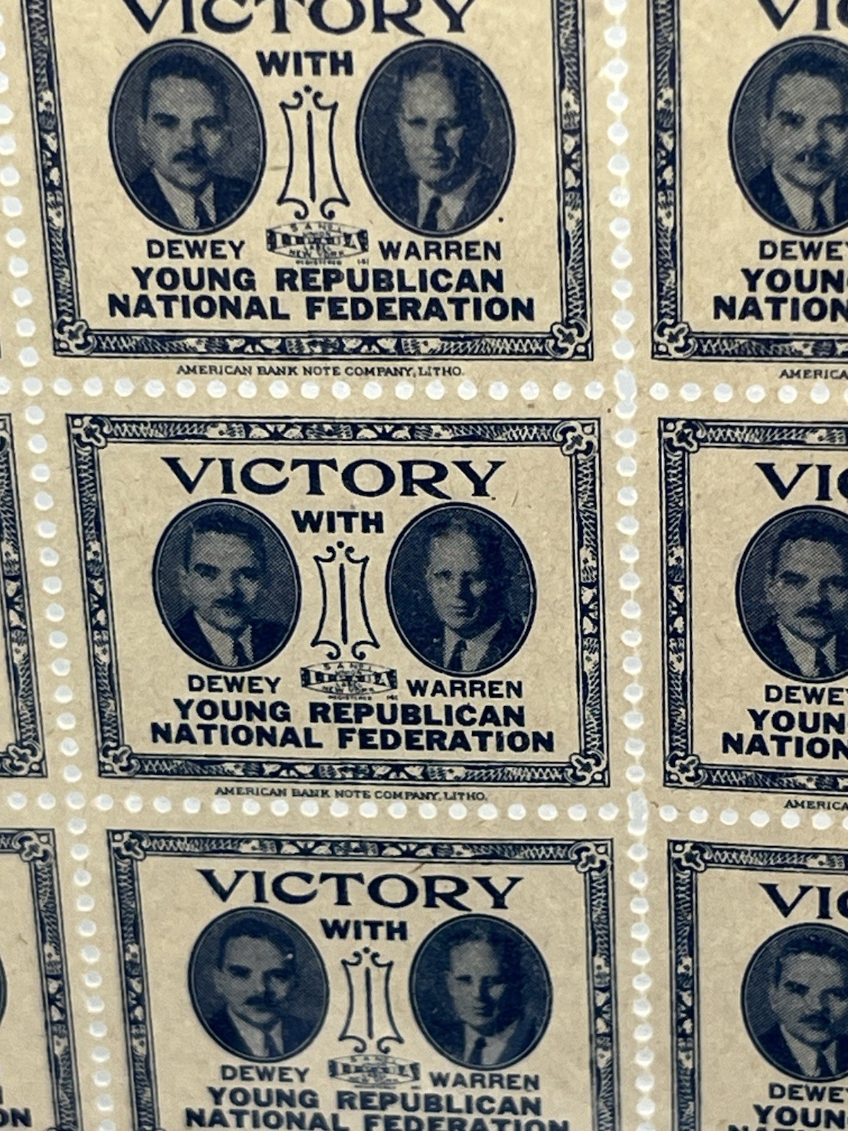 Thomas Dewey Presidential Candidate Full Sheet Of 100 Cindarella Stamps Cool!
