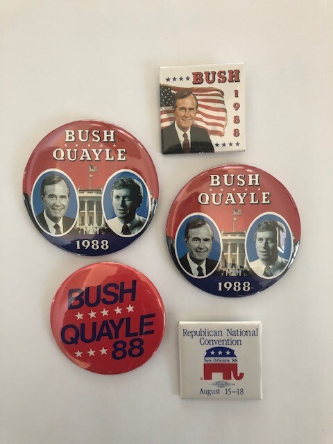 Bush Quayle 1988 Presidential Campaign Political Buttons LOT OF 5