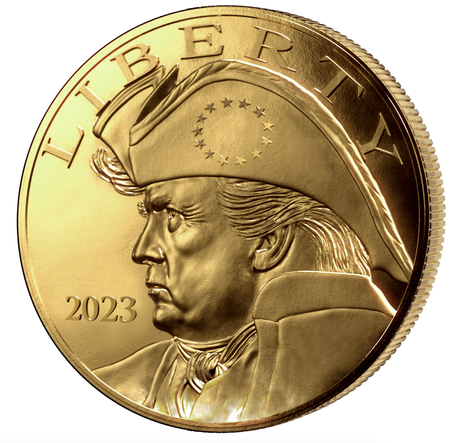 2023 Patriot Trump Gold Commemorative Coin, Uncirculated Reverse American Eagle