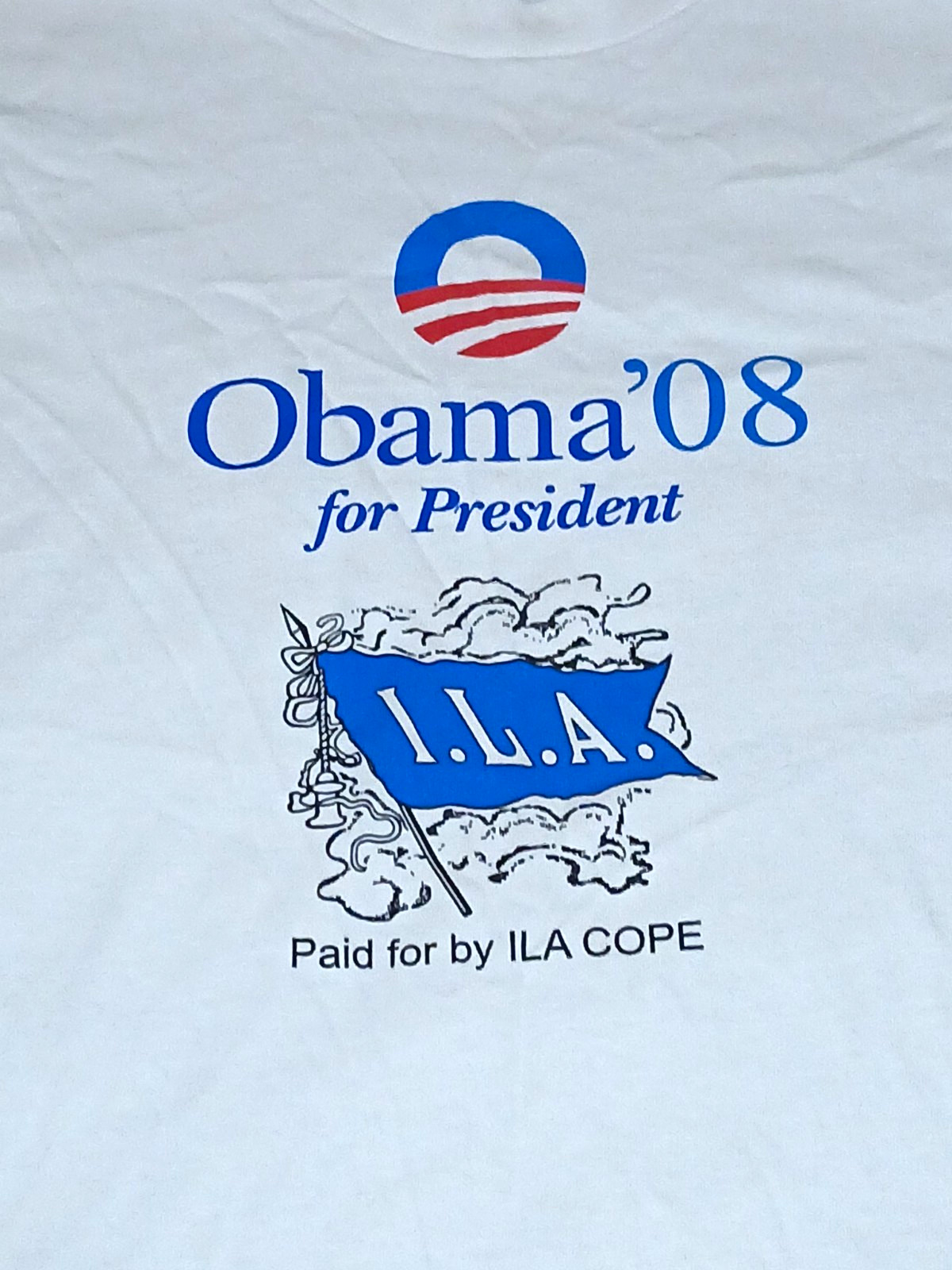 Obama ’08 for President ILA COPE Union Made 100% Cotton T-Shirt XL