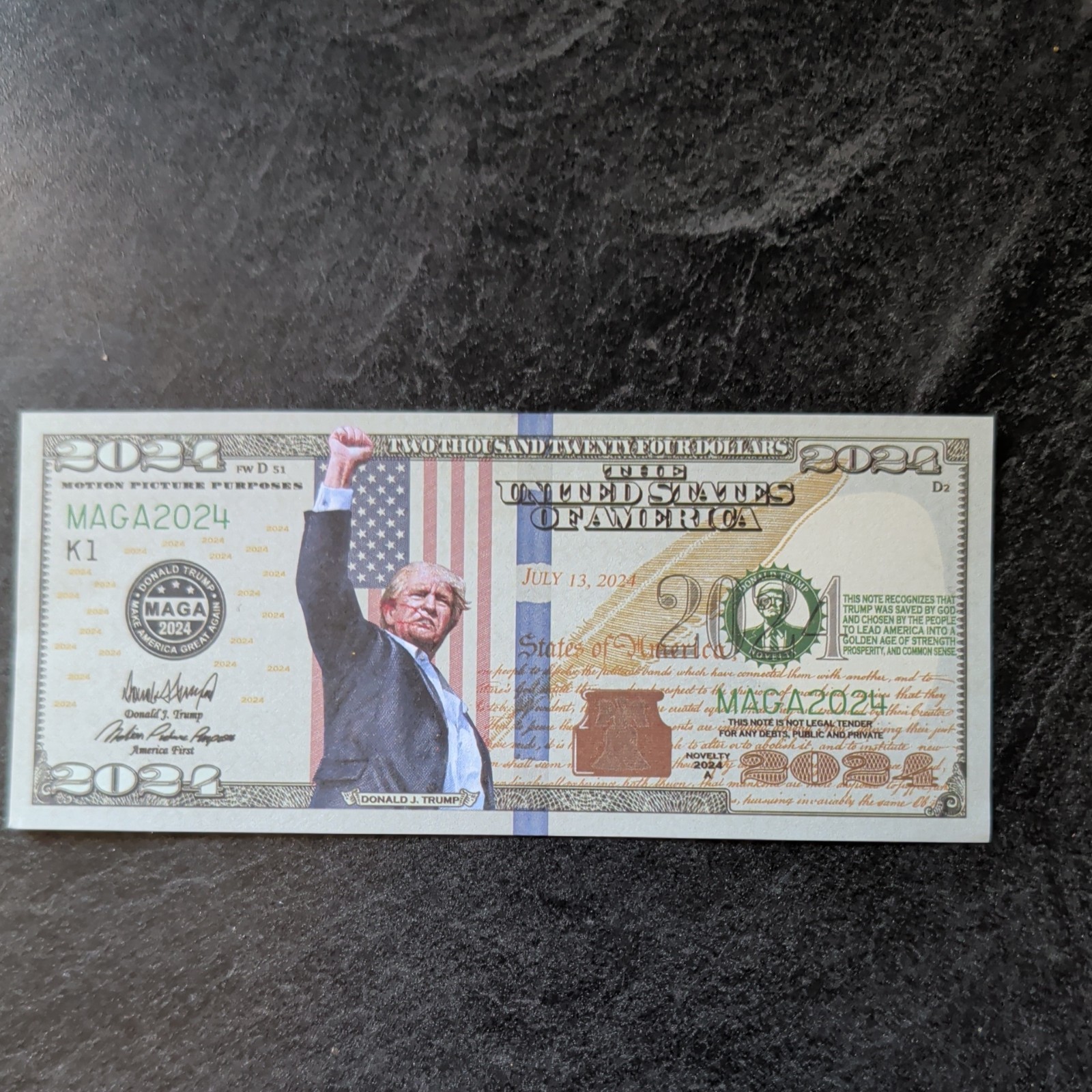 2024 Dollar Donald Trump MAGA Novelty Bill Butler PA ASSASSINATION FIGHT PHOTO