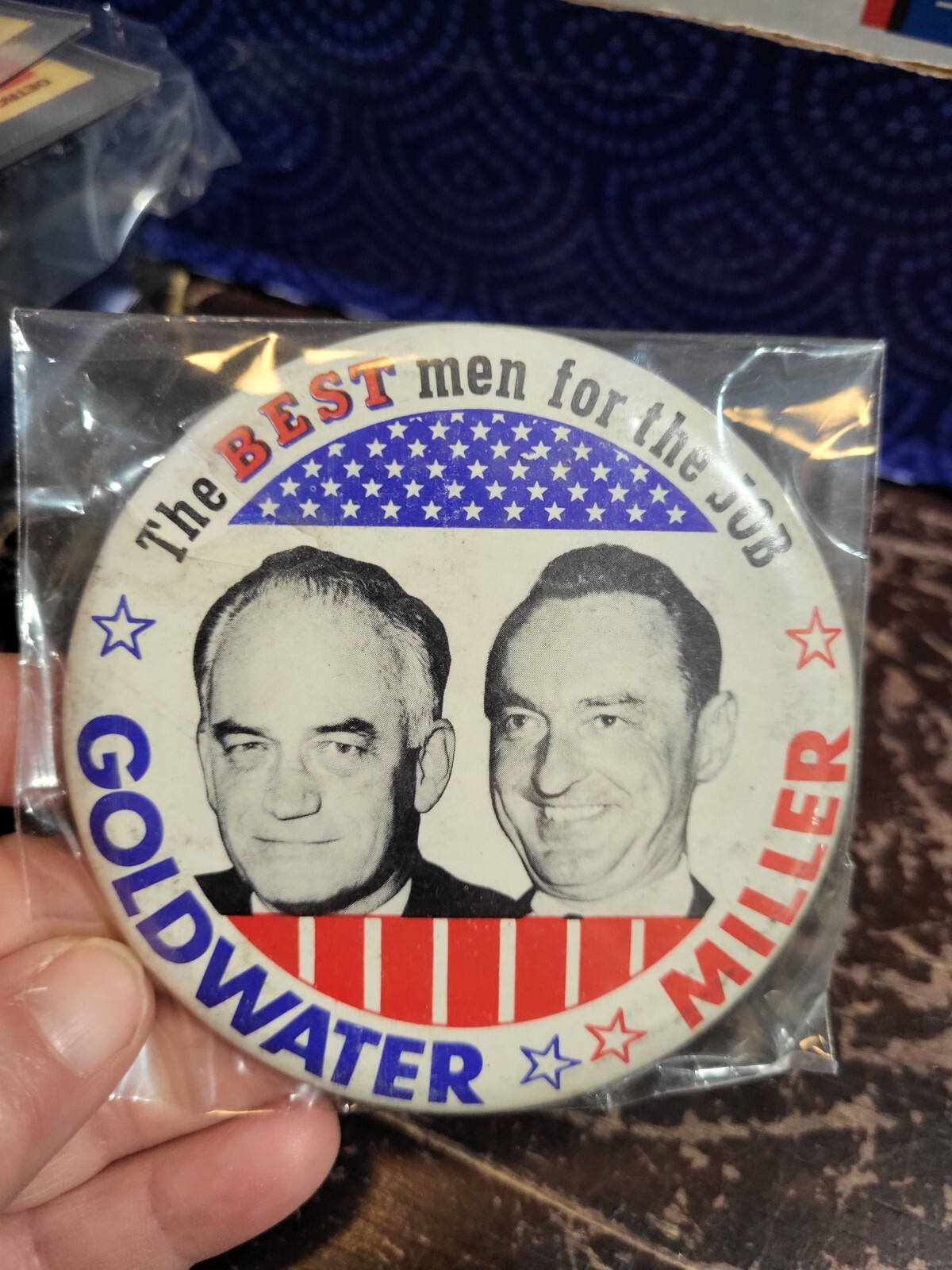 3 X 1960s Presidential Campaign Buttons Old Stock Excellent 3.5” 4 Button