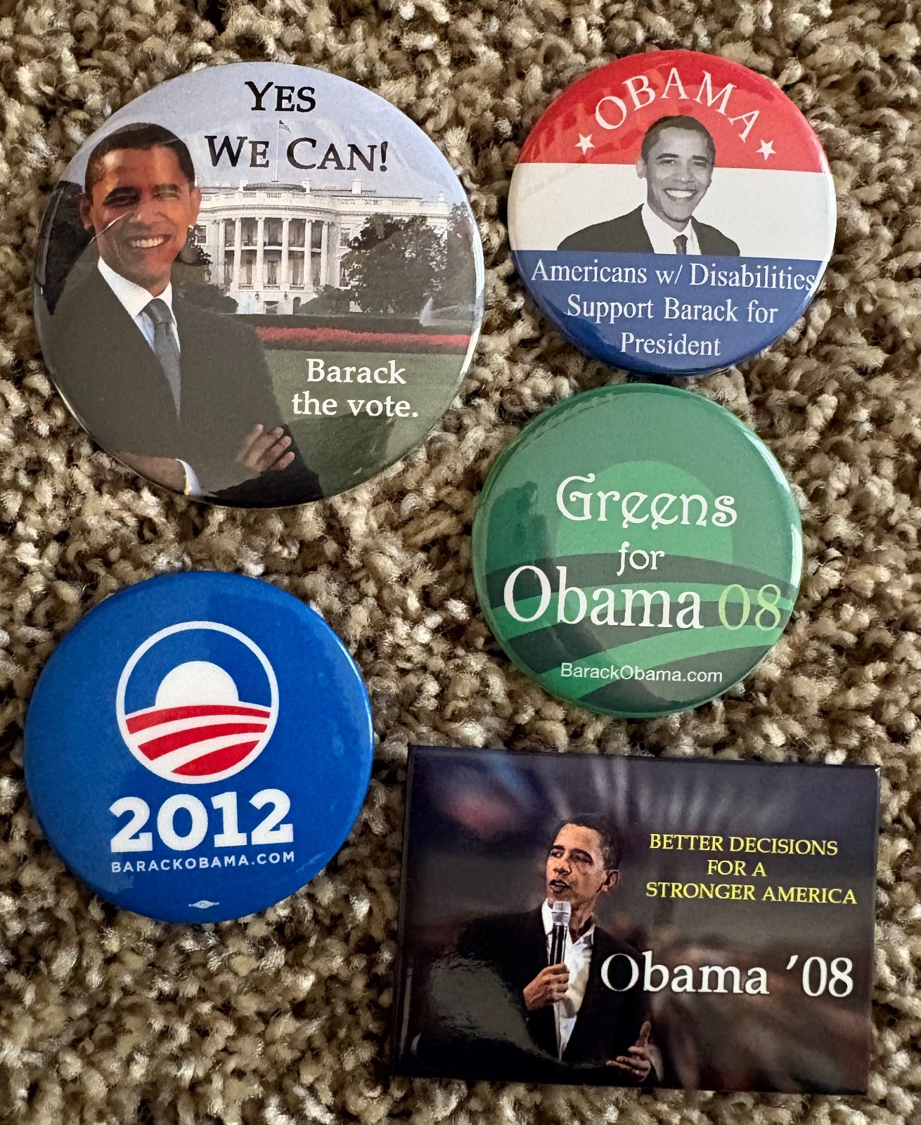 Barack Obama 2008 and 2012 Presidential Campaign Button Misc. Group
