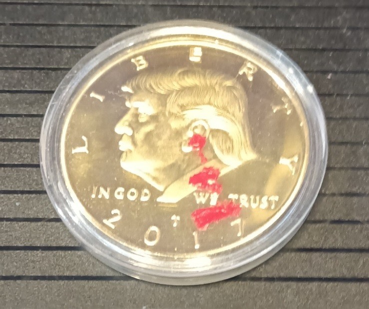2017 Donald Trump Collectible Gold-Plated Coin with Plastic Case, Bloody Ear