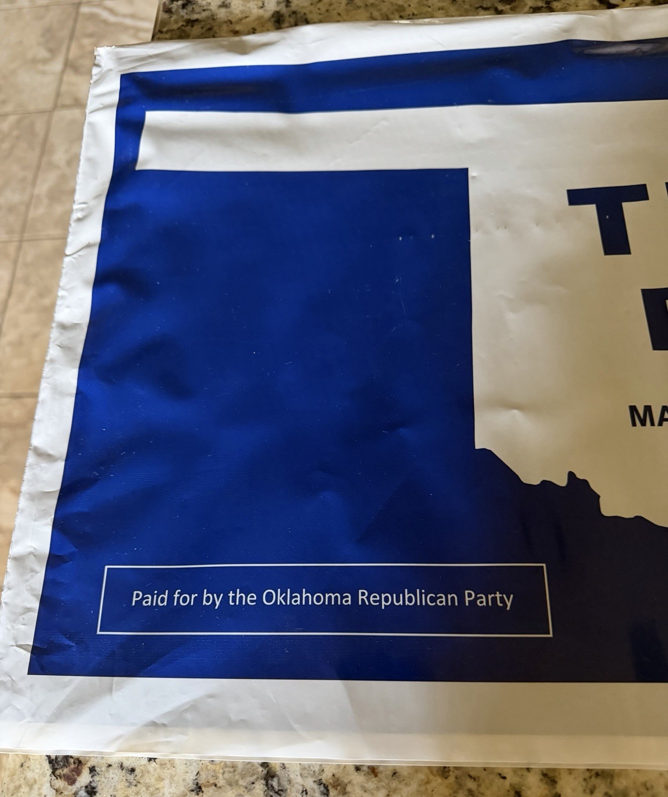 2016 Trump Pence Oklahoma Republican Party Plastic Yard Sign